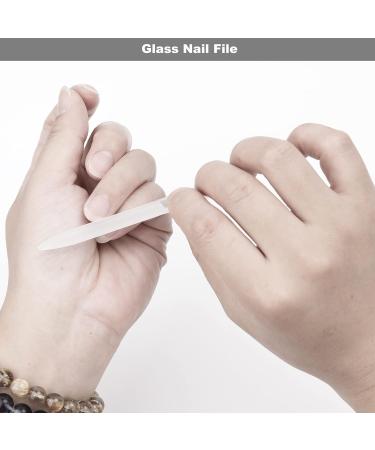 Glamne Glass Nail File Set with Cuticle Pusher Stick & Case - Nail Buffer Shiner for Natural Nails - Buy Online on SooperMarket.com