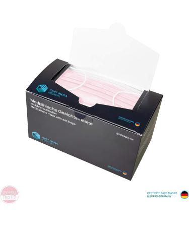 Dustpirate Curt Maria Medical 50 OP Masks - 3-Layer Surgical Face Masks Made in Germany Pink Ros Mouth Protection - Buy Now for International Shipping! - Buy Online on SooperMarket.com