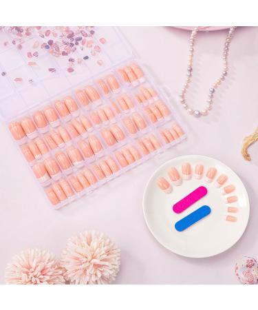 JSRQT 360 Pieces Nude French Tip False Nails Fingernails Full Cover Glue on Nails French Tip Natural Stick on French Manicure Nails for Women Girls Fake Nails French False Nails Nail Art DIY - Buy Online on SooperMarket.com