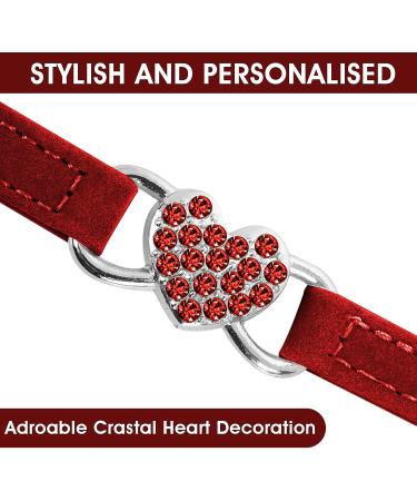 Cobee Bling Heart Cat Neck Band with Bell - Adjustable Rhinestone Pet Collar for Small Cats & Dogs - Safe & Stylish (Red) - Buy Online on SooperMarket.com