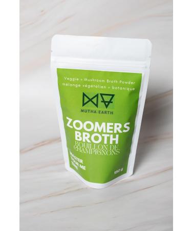 Mutha Earth Zoomers Organic Mushroom Broth Powder Vegan Umami Broth Mix with Reishi & Shiitake Mushroom Soup Base for Cooking Soups & Stews Gluten-Free & Nutrient-Rich for Gut Repair (200g) - Buy Online on SooperMarket.com