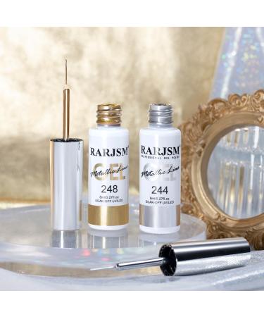 RARJSM Metallic Gel Liner Nail Art Set - Silver Bronze & Gold - 3D Mirror Chrome Effect - 8ml Gel Polish with Thin Brush for Home Salon - Curing Required - Buy Online on SooperMarket.com