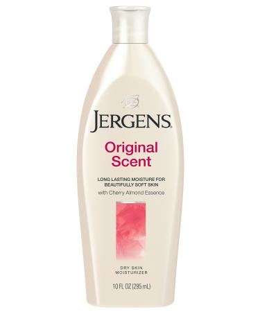 Jergens Original Scent Dry Skin Moisturizer 10 Ounce Body Lotion with HYDRALUCENCE blend and Cherry Almond Essence for Long Lasting Skin Hydration