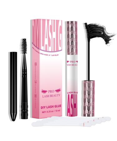 Cluster Lash Glue Individual Cluster Lashes Glue for DIY Eyelash Extension Lash Bond Glue Mascara Wand Super Strong Hold 48 Hours Waterproof Latexfree (10ml Black) 10ml Black