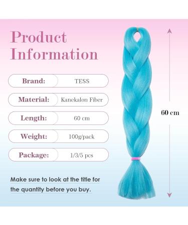 Tess Braids Extensions Blue 60 cm - 5 Pack Jumbo Kanecalon Hair Extensions for Box Braids | 100g Bundle - Buy Online on SooperMarket.com
