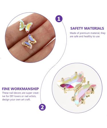 KALLORY 40 Pieces Butterfly Nail Charms Metal Crystal Nail Art Studs Butterflies Nails Decoration for DIY - Buy Online on SooperMarket.com