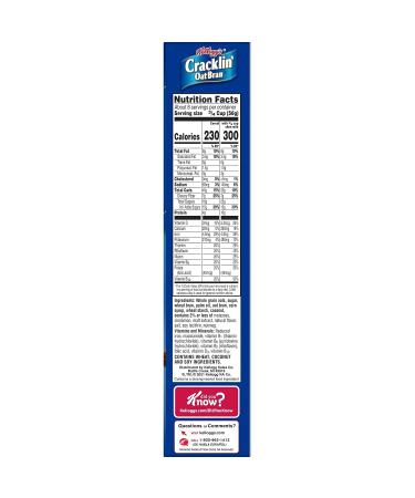 Kellogg's Cracklin' Oat Bran Cereal - High Fiber, 8 Vitamins & Minerals, Original Flavor - 16.5oz Box - Buy Online on SooperMarket.com
