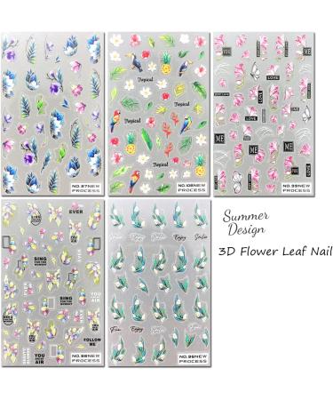 5D Embossed Spring Pink Magnolia Nail Art Stickers - Self Adhesive Floral Decals for Women Manicure - Buy Online on SooperMarket.com