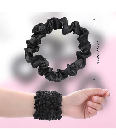 Lusofie 12Pcs Black Satin Hair Scrunchies - Elastic Silk Hair Ties for Women and Girls - 2.36 Inch Ponytail Holder - Buy Online on SooperMarket.com