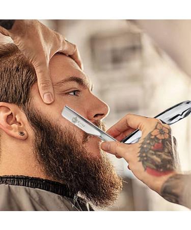 Krisp Beauty Classic Straight Edge Barber Razor - Professional Close Shaving Tool for Men | Salon Quality Shavette with 10 Blades - Buy Online on SooperMarket.com