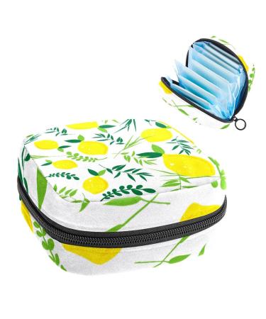 Yellow Fruit Lemon Sanitary Napkin Storage Bag Feminine Menstrual Cup Pouches Nursing Pad Holder Tampon Bags Portable Period Bag for Women Teen Girls 1Pcs Multi-colored 6