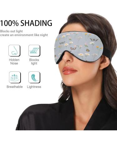 WELLDAY Butterfly and Wildflowers Sleep Mask - Soft Comfort Eye Shade Cover for Men and Women - Adjustable Strap for Complete Blockout Light - Buy Online on SooperMarket.com