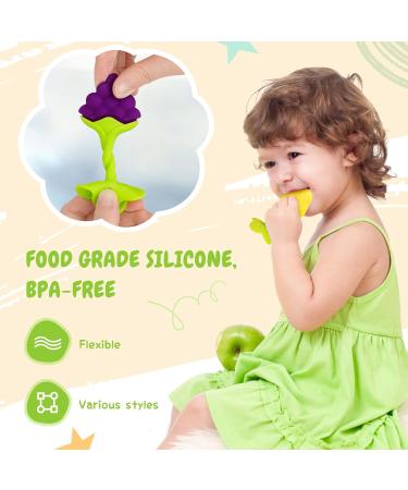 SHARE&CARE BPA Free Silicone Fruit Teether Toys with Storage Case - Infant Teething Pain Relief (5 Tree Fruits) - Buy Online on SooperMarket.com
