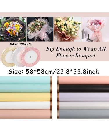 CCINEE 60 Sheets Gold Edge Flower Wrapping Paper Waterproof Fresh Flower Packing Material with Ribbon Florist Bouquet Supplies DIY Craft Gift Packing 10 Colors Golden Edge-60Sheet/10Colors(3PCS Ribbon) - Buy Online on SooperMarket.com