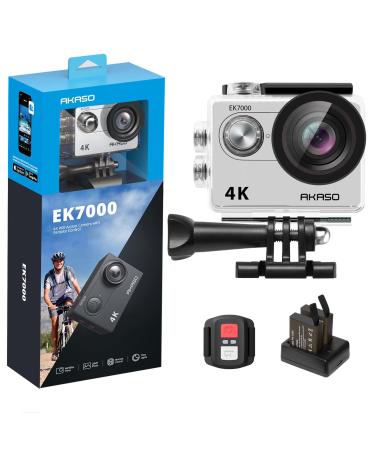 AKASO EK7000 4K30FPS Action Camera Ultra HD Underwater Camera 170 Degree Wide Angle 98FT Waterproof Camera Silver Sage/Silver