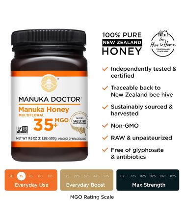 Manuka Doctor Multifloral Manuka Honey MGO 35+ - 17.6 oz (500g) - Premium Health Boost - Buy Online on SooperMarket.com