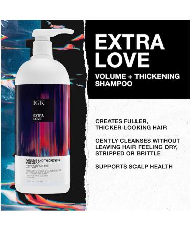 IGK EXTRA LOVE Shampoo and Conditioner Set (33.8 Oz) | Volume & Thickening | Vegan & Cruelty-Free | International Shipping Available - Buy Online on SooperMarket.com