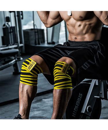TAVIEW Weightlifting Knee Choner & Elbow Support - 1 Pair 180cm Elastic Compression for Powerlifting Fitness Cross-Training & Gym - Yellow - Buy Online on SooperMarket.com