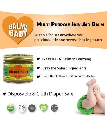 Organic Diaper Rash Cream | Cloth Diaper Balm for Infants & Kids | Natural Vegan Skin Aid | Plastic Free | Made in USA - 2 Fl Oz - Buy Online on SooperMarket.com