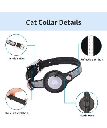 Kocnydey Reflective Airtag Cat Collar - Adjustable Anti-Wing Collar for Cats & Small Dogs (Black XS 19-26cm) | Apple AirTag Compatible - Buy Online on SooperMarket.com