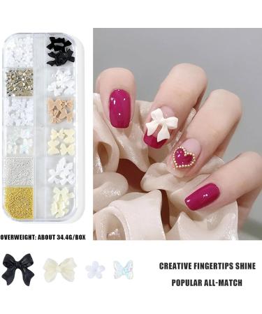 3D Nail Charms 2 Boxes Multi-Shape Aurora Bow Butterfly Flower Nail Art Charms Nail Pearls Rhinestone Caviar Beads Crystal Nail Gems for Nail Art Decoration DIY Crafts (A) - Buy Online on SooperMarket.com