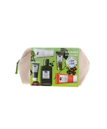Origins Best Sellers Set for Women - 5 Pc 1oz Checks Face Wash 3.8oz Lotion 0.5oz Clear Charcoal Face Mask 1.62oz Serum 1.69oz Moisturizer