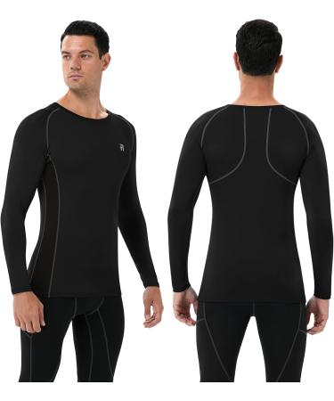 Runhit Men's Compression Long Sleeve Workout Shirts 3 Pack - Black/Red/Gray - Size Large - Buy Online on SooperMarket.com