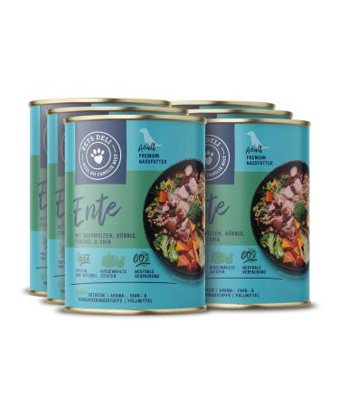 Pets Deli wet food for dogs with duck pumpkin broccoli chia and fennel without sugar and gluten 6 x 400g Duck 400 g (pack of 6)