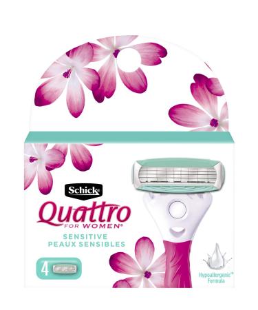Schick Quattro for Women Razor Blade Refills for Sensitive Skin with Hypo-Allergenic Aloe - 4 Count