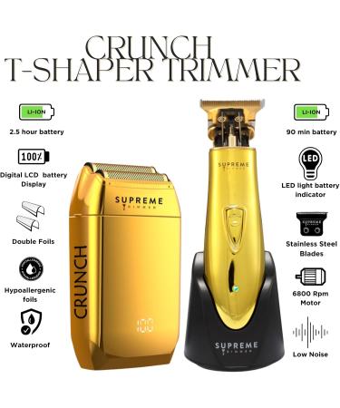 Supreme Trimmer 2-in-1 T-Shaper & Crunch Foil Shaver | STF602 Electric Razor & ST5200 Beard Trimmer | Gold Shaver Combo for Professional Haircuts - Buy Online on SooperMarket.com