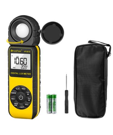 Light Meter HOLDPEAK HP-881D Digital Lux Meter 1-400,000 Lux /1-40,000 FC Measuring Ranges and 270 Rotatable Detector for LCD Lights and Plants Lumen Meter Y-HP-881D(1-400,000 Lux /1-40,000 FC)