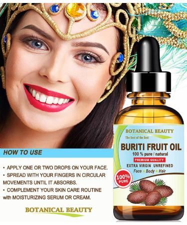 Buy Brazilian Buriti Fruit Oil - Pure Cold Pressed Natural Carrier Oil for Face Body Hair & Nails | 1 fl. oz (30 ml) - Worldwide Shipping - Buy Online on SooperMarket.com