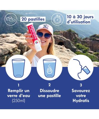 HYDRATIS - Peach Effervescent Lozenges - Optimizes Hydration - Rich in Minerals - Low Sugar - Light Tastes - Sport Cramps Recovery - 20 Lozenges 1 Tube white - Buy Online on SooperMarket.com