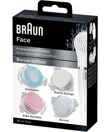 Braun Face Replacement Brush Bonus Edition for Braun Facial Epilator 4 Pieces Sponge and Brush Refill: Bonus Pack