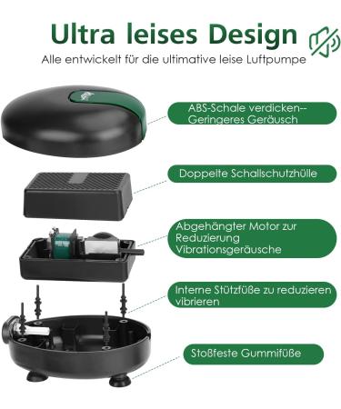 Buy AQQA Ultra Quiet 2.5W Aquarium Air Pump - Adjustable Oxygen Pump with Double Outlet Valve for Optimal Fish Tank Aeration - Buy Online on SooperMarket.com