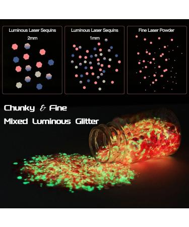 Glow in The Dark Pigment Powder Set - 15 Jars, 12 Color Glow Pigment, 3 Color Luminous Flake with UV Lamp - Epoxy Resin Luminous Powder for Slime, Skin & Nails - Long Lasting Self Glowing Dye for DIY Crafts - Buy Online on SooperMarket.com