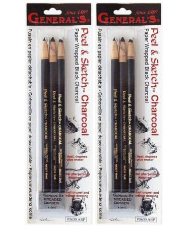2-Pack - General Pencil Peel & Sketch Charcoal Pencils 3/pkg (5630 ABP)