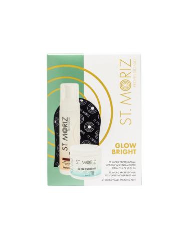 St Moriz Glow Bright Fake Tan Gift Set | Contains 1 x St Moriz Medium Tanning Mousse 1 x Self Tan Remover Pads & 1 x Velvet Tanning Mitt | Gift Ideas for Her | Xmas Gift for Women | Worth 13.97
