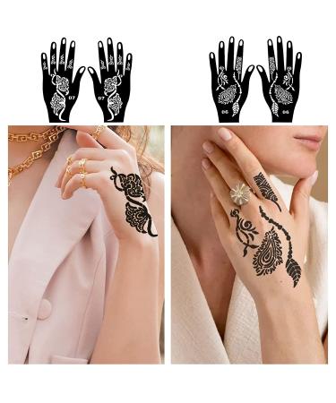 GFHIH Henna Tattoo Kit - 100 Reusable Black Templates for Girls | DIY Body Art Stencil Set - xB-22 Sheets - Buy Online on SooperMarket.com