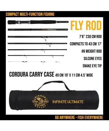 Rigged & Ready 25-in-1 Travel Fishing Rod - Ultimate Compact Spinning/Baitcast for Freshwater & Saltwater Anglers - Buy Online on SooperMarket.com