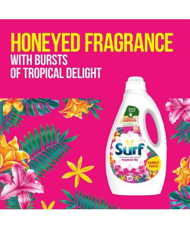 Surf Concentrated Liquid Detergent Long Lasting Fragrance and Made with Natural Essential Oil Tropical Lily or Coconut Bliss Family Pack 1.62 Litre 60 Washes (Tropical Lily Buy 2) - Buy Online on SooperMarket.com