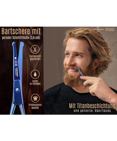 Blue Titanium Beard Scissors - Precision Moustache & Nose Hair Scissors with Micro Serration | International Shipping Available - Buy Online on SooperMarket.com