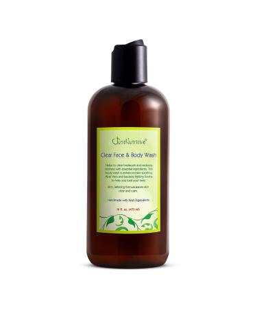Just Nutritive Acne Clear Face and Body Wash | Adult Acne Treatment | Acne Face Wash | Face Skin Care | Back Acne Treatment | Acne Cleansers 16 Oz