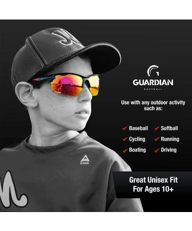 Guardian Baseball Sunglasses | Sports Sunglasses for Men, Women, and Youth | Ideal for Cycling, Running, Boating | Black/Red - Buy Online on SooperMarket.com