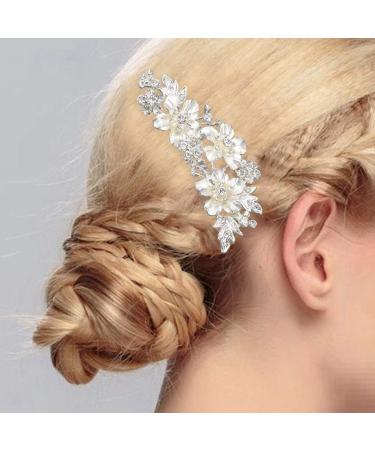 Plouluyt Wedding Bridal Hair Combs Vintage Imitation Crystal Hairpins Prom Jewelry Gold Silver Flower Pattern Hair Accessories Pins Women Silver - Buy Online on SooperMarket.com