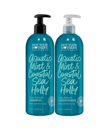 Not Your Mother's Naturals Aquatic Mint Blue Sea Holly Shampoo + Conditioner Set - 16 Oz (1 Of Each) Woody Mint 15.2 Fl Oz (Pack of 2)