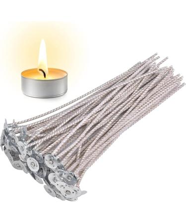 100pcs CD 4 Wicks for Soy Candles, 6 inch Pre-Waxed Candle Wick for Candle Making,Thick Candle Wick with Base CD4