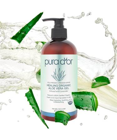 PURA D'OR Organic Aloe Vera Gel Lavender (16oz 3-PACK) - Natural Deep Hydration for Skin & Hair - Sunburn, Bug Bites, Eczema Relief - No Artificial Preservatives - Buy Online on SooperMarket.com