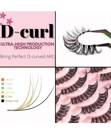 Russian Strip Lashes with Clear Band - D Curl Cat-Eye 12mm Wispy False Eyelashes | 14 Pairs | Heracks - Buy Online on SooperMarket.com