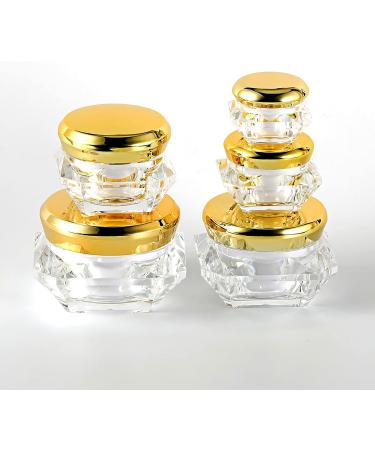 Zeoabsy 4-Pack 5ml Transparent Acrylic Diamond-Shaped Jars with Gold Screw Caps Perfect for Creams Lotions Nail Art & Lip Balm - Buy Online on SooperMarket.com
